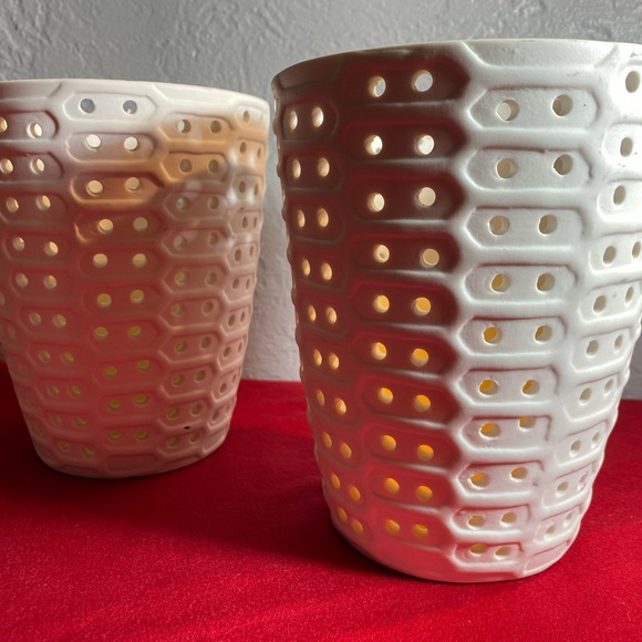 Deco Ceramic Circles Pillar Flameless Candle with Cut Out Design - Picture 3 of 12